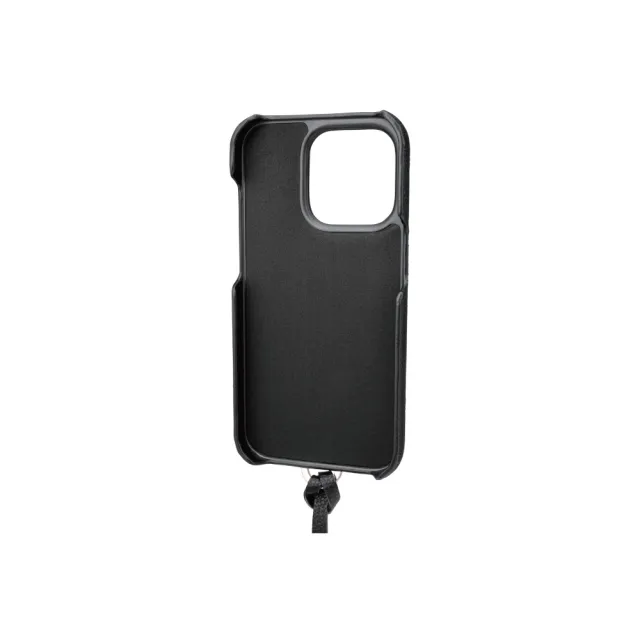 【Gramas】iPhone 14 Pro 6.1吋 Shrink 時尚工藝 吊繩皮革手機殼(奶茶)