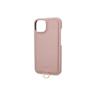 【Gramas】iPhone 14 6.1吋 Shrink 時尚工藝 吊繩皮革手機殼(粉)