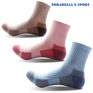 【Porabella】任選三雙 女襪 撞色 中筒襪女 襪子女 女襪子 中筒襪 運動襪 運動襪子 跑步襪SPORT SOCKS