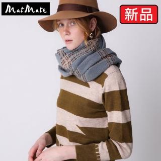 【MatMate】秋冬新款英倫復古大格紋仿羊絨圍巾百搭流蘇披肩保暖長款兩用(時髦配件/圍巾/輕暖系列/雙面)