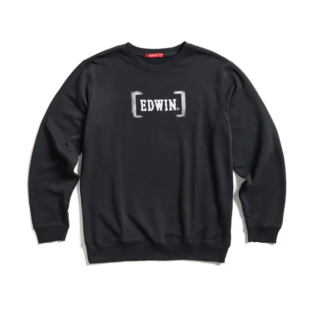 【EDWIN】男裝 人氣復刻款 噴漆LOGO厚長袖T恤(黑色)