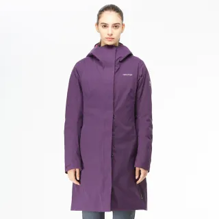 【Hilltop 山頂鳥】女款GORE-TEX防水透氣保暖科技棉羽絨長大衣 F21F85 紫