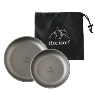 【Horizon 天際線】純鈦野營大小雙盤組 鈦盤(鈦盤18cm+15cm/附收納袋 純鈦圓盤)