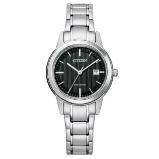 【CITIZEN 星辰】PAIR系列墨黑光動能情人對錶大三針鋼帶錶29.4mm 新年禮物 交換禮物(FE1081-67E)