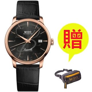 【MIDO 美度 官方授權】BARONCELLI 永恆 超薄復刻機械錶-黑/39mm(M0274073605100)
