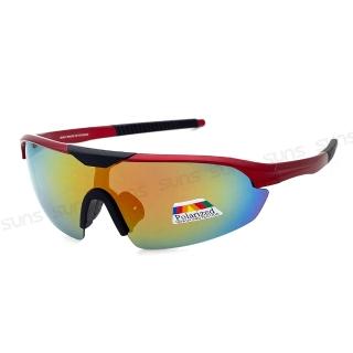 【SUNS】Polarized運動太陽眼鏡 頂規強化輕量偏光鏡片 絢彩紅S249 抗UV400(採用PC防爆鏡片/防眩光/防撞擊)