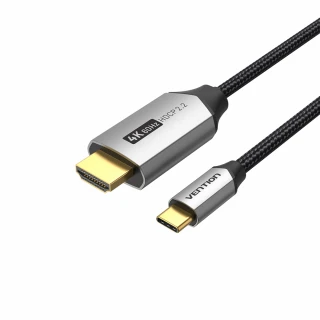 【VENTION 威迅】Type-C轉HDMI 公對公 4K傳輸線 2M HDMI傳輸線 支援HDCP2.2(鋁合金棉網編織款/CRB系列)