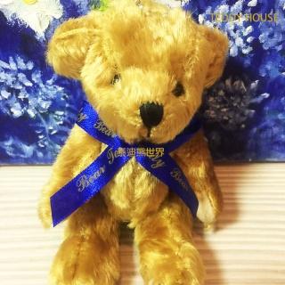 【TEDDY HOUSE泰迪熊】泰迪熊玩具玩偶公仔絨毛限量紀念安格拉羊毛泰迪熊藍吊飾(正版泰迪熊羊毛手腳可動)