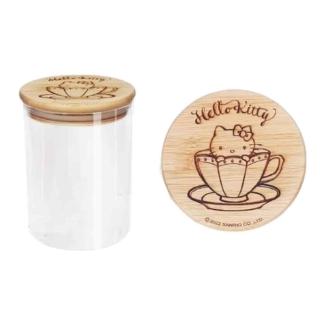 【小禮堂】Hello Kitty 玻璃密封罐 800ml - 茶杯款(平輸品)