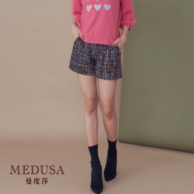 【MEDUSA 曼度莎】現貨-混金毛呢短褲（M-XL）｜女短褲 毛呢短褲 小香風(220-90603)