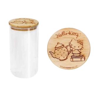 【小禮堂】Hello Kitty 玻璃密封罐 1200ml - 茶壺款(平輸品)