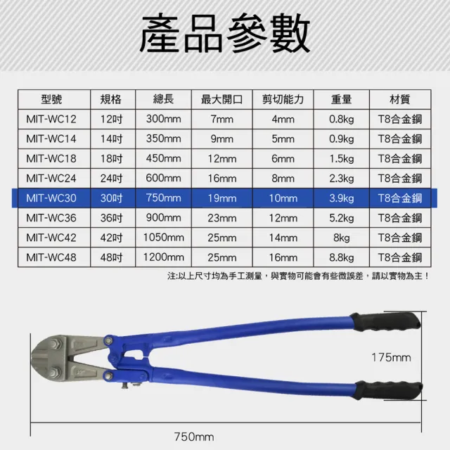 鐵條剪30吋 大鋼剪 剪切能力強 鐵線鉗 工業級 破壞剪B-WC30(剪刀 大鋼剪 破壞剪)