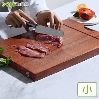 【YOLE 悠樂居】烏檀木高密度抗菌防黴整木砧板-小1入(+透明防油壁貼2入)