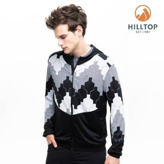 【Hilltop 山頂鳥】男款吸濕快乾抗菌彈性抗UV針織外套S02M95黑深藍/灰