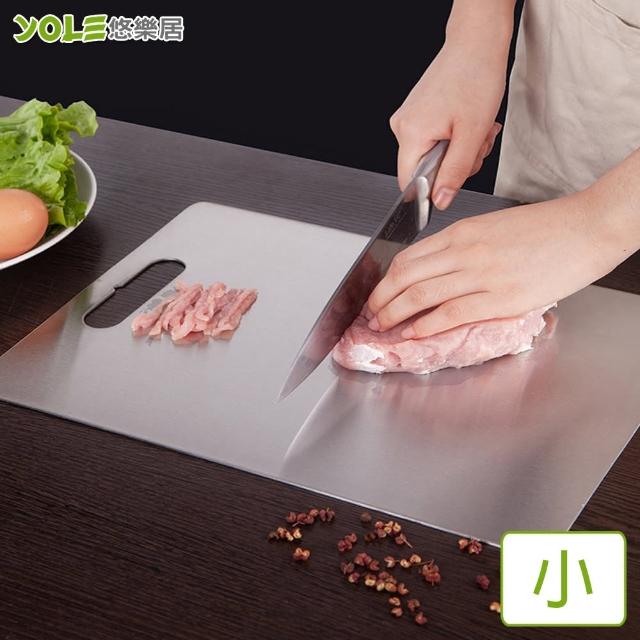 YOLE 悠樂居 304不鏽鋼加厚多用抗菌砧板-小1入 +透明防油壁貼2入
