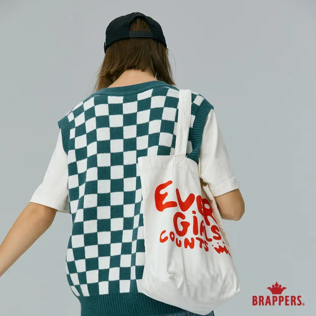 【BRAPPERS】女款 棋盤格V領針織背心(軍藍+米白)