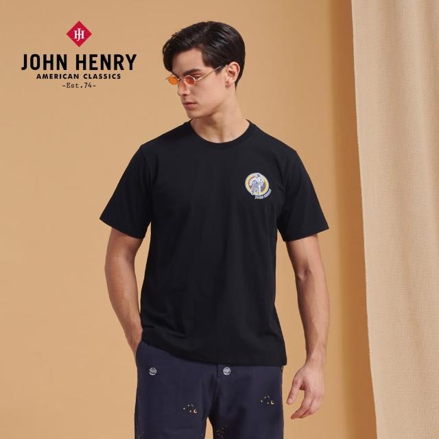 【JOHN HENRY】漫遊太空LOGO短袖T恤-黑色