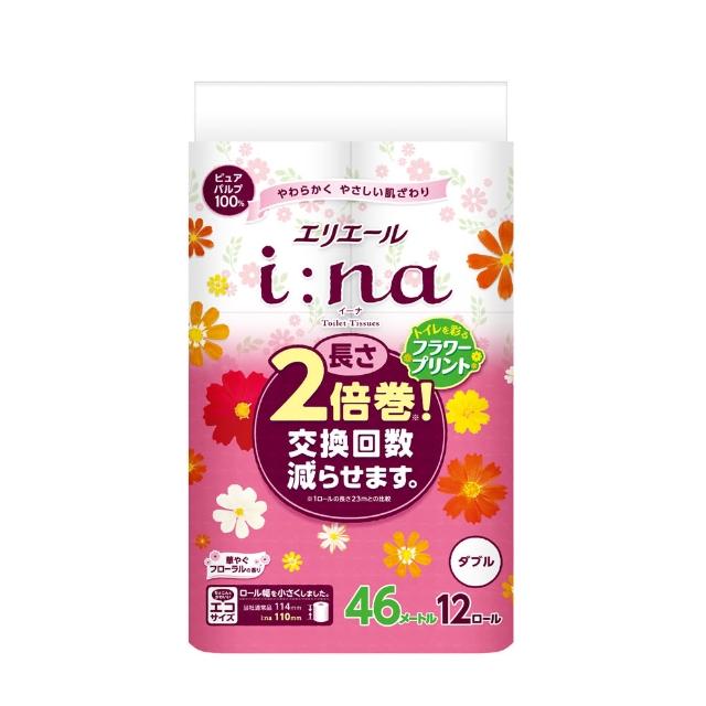 【日本大王】elleair i:na2倍印花捲筒衛生紙12捲入_雙層46M(花香)