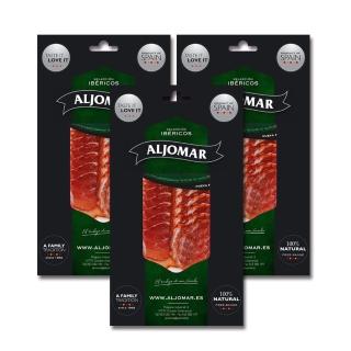 【ALJOMAR】西班牙 綠標伊比利大里肌臘腸切片 100g x3入(自然風乾製成 大理石花紋 肌肉紋理)