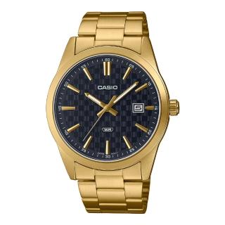 【CASIO 卡西歐】男錶 簡約指標錶 不鏽鋼錶帶 黑麵 日期顯示 生活防水 MTP-VD03(MTP-VD03G-1)