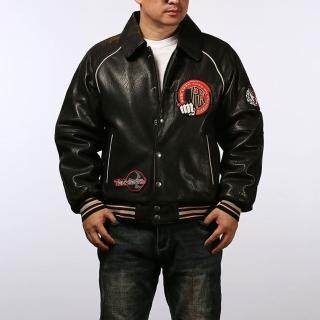 【巴黎精品】現貨+預購 真皮皮衣綿羊皮夾克(夾棉金龍刺繡飛行服男外套p1ay54)