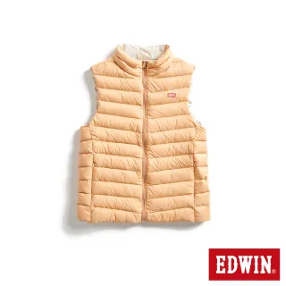 【EDWIN】女裝 超輕量雙面穿羽絨背心(淡桔色)