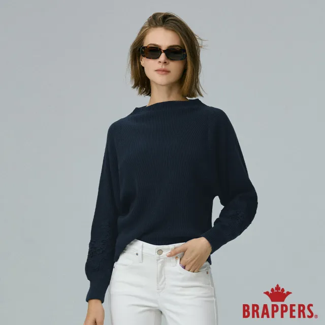 【BRAPPERS】女款 典雅半高領線衫(深灰藍)
