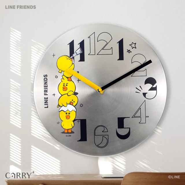 CarryPlus 官方授權 l LINE FRIENDS 莎莉星空金屬鐵片時鐘掛鐘(Carry+獨家設計鐵片鐘、MIT高品質)