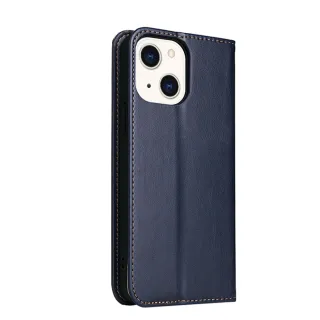 【防摔專家】iPhone 14 6.1吋 皮革質感側翻皮套隱磁保護殼(藍)
