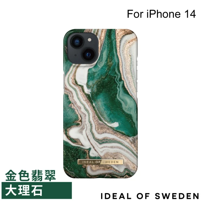 iDeal Of Sweden iPhone 14 6.1吋 北歐時尚瑞典流行手機殼(金色翡翠大理石)