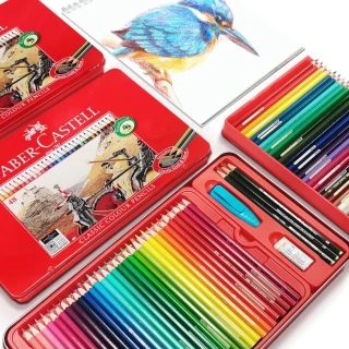 【Faber-Castell】水性/油性學生級色鉛筆48色(鐵盒裝)
