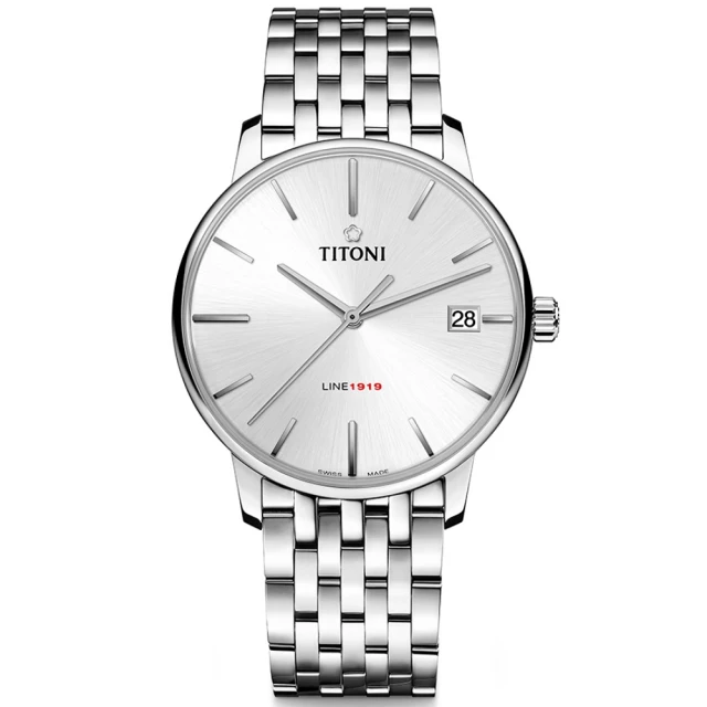 【TITONI 梅花錶】LINE1919 T10自製機芯 百年經典紀念機械腕錶-時尚銀/ 40mm(83919 S-575)