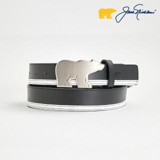 【Jack Nicklaus 金熊】GOLF經典金屬配色LOGO皮帶(黑白配色)