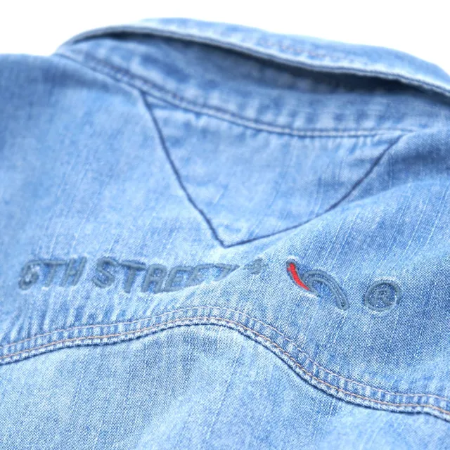 【5th STREET】男牛仔襯衫-石洗藍