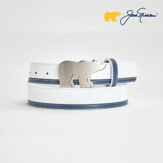 【Jack Nicklaus 金熊】GOLF經典金屬配色LOGO皮帶(藍白配色)