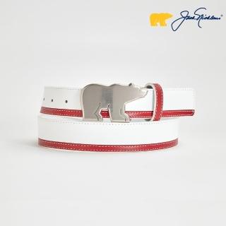 【Jack Nicklaus 金熊】GOLF經典金屬配色LOGO皮帶(紅白配色)