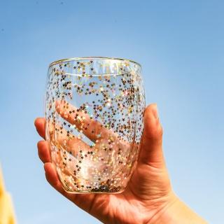 【KOTI 日安生活】璀璨星空隔熱雙層玻璃杯(250ml350ml耐熱咖啡杯水杯)