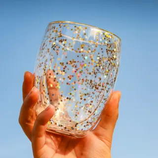 【KOTI 日安生活】璀璨星空隔熱雙層玻璃杯(250ml350ml耐熱咖啡杯水杯)