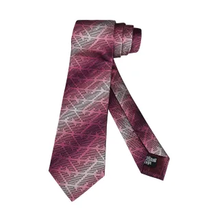【EMPORIO ARMANI】EMPORIO ARMANI老鷹刺繡LOGO緹花漸層設計真絲領帶(粉紅)