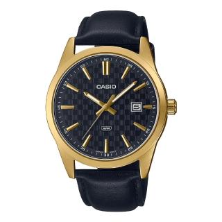 【CASIO 卡西歐】男錶 簡約指標錶 皮革錶帶 黑麵 日期顯示 生活防水 MTP-VD03(MTP-VD03GL-1)