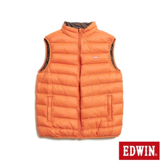 【EDWIN】男裝 超輕量可收納雙面穿羽絨背心(桔色)