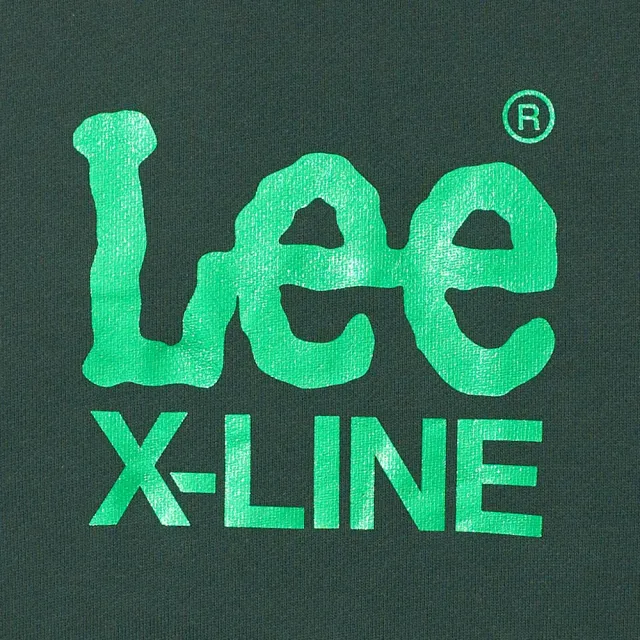【Lee 官方旗艦】男裝 長袖厚T / 燙字 大LOGO印花 森林綠 標準版型 / X-LINE 系列(LL220402736)