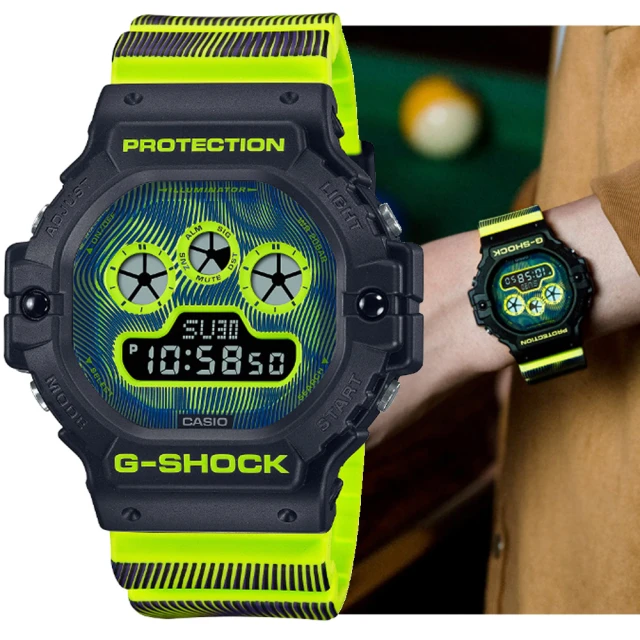【CASIO 卡西歐】G-SHOCK 科幻感奇妙世界螢光色調電子錶-螢光黃(DW-5900TD-9 防水200米)