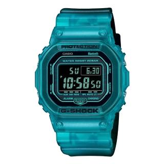 【CASIO 卡西歐】G-SHOCK 數位電子錶 橡膠錶帶 半透明 藍綠漸變配色 藍芽 防水200米 DW-B5600(DW-B5600G-2)