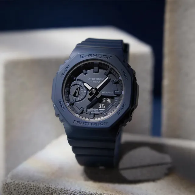 CASIO 卡西歐】G-SHOCK 女錶八角農家橡樹霧面雙顯手錶-藍(GMA-S2100BA