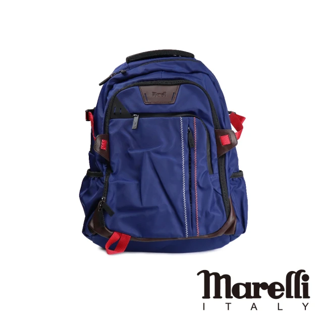 【Marelli】減壓背帶設計大容量休閒後背包 深藍色(ZM069-B)