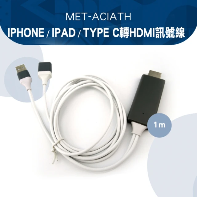 SEAT 安卓蘋果手機轉接線 IPHONE/IPAD/TYPEC轉HDMI訊號線1米 B-ACIATH(畫面同步 視頻轉接線 影音轉接線)