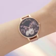 【Olivia Burton】Fine Art系列-玫瑰金殼花卉黑面玫瑰金米蘭帶腕錶-38mm(OB16WG22)