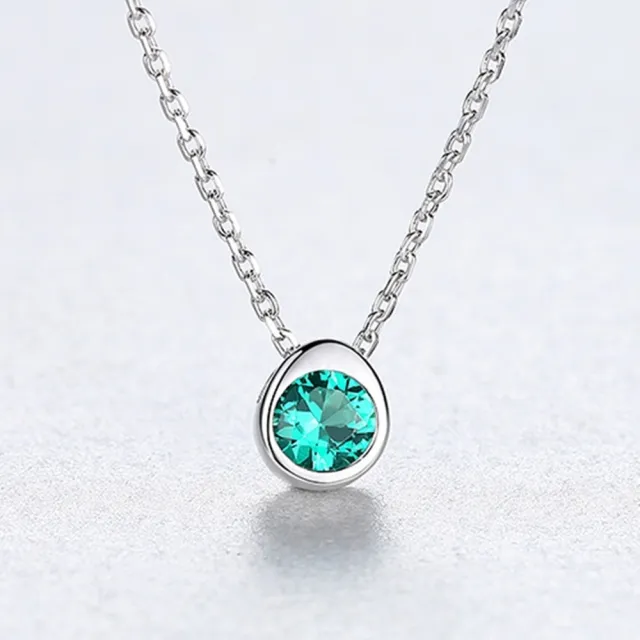 【巴黎精品】現貨+預購 鋯石項鍊925純銀吊墜(韓風鎖骨氣質綠女飾品v1aa88)