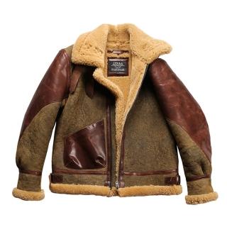 【巴黎精品】現貨+預購 真皮皮衣綿羊皮夾克(飛行服皮毛一體B3男外套p1ay71)